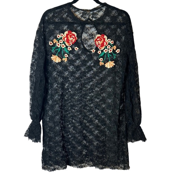 Free People Fast Forward Sheer Tunic Coverup Floral Embroidered Lace - Picture 3 of 13